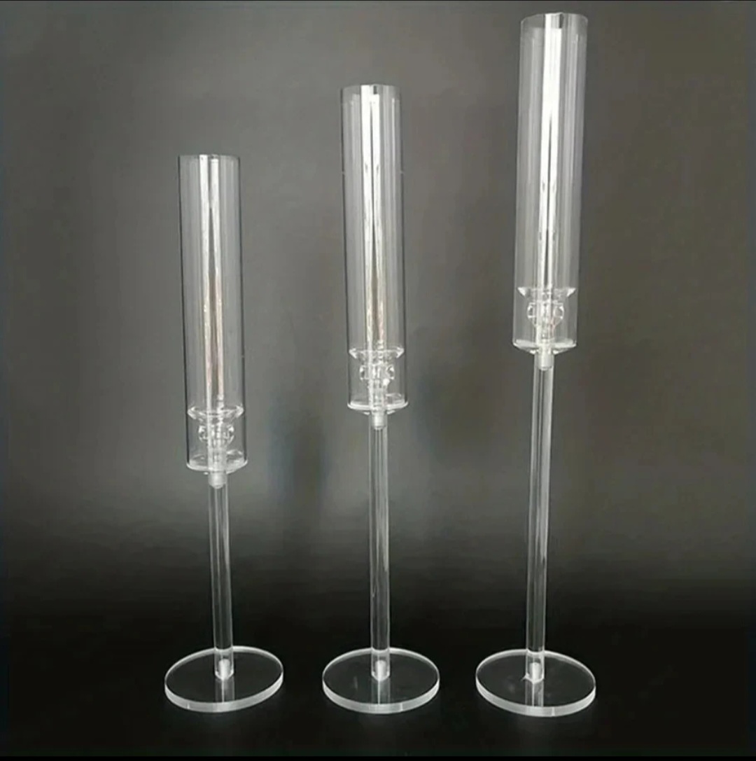 Arylic candle stick with taper candles