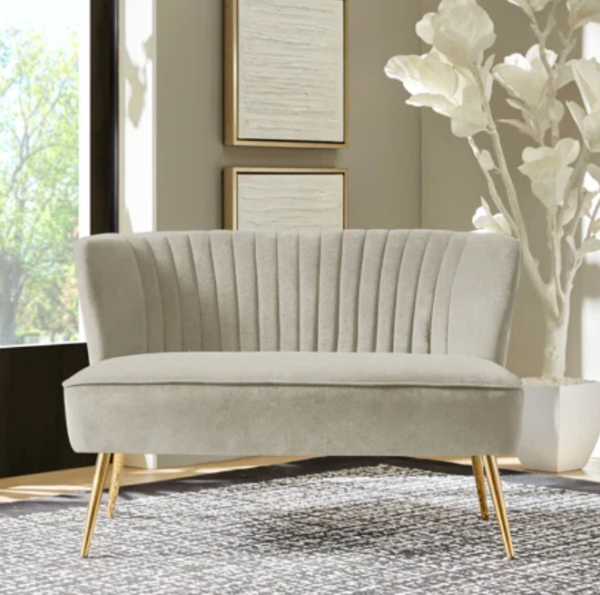 47" Tan velvet Loveseat