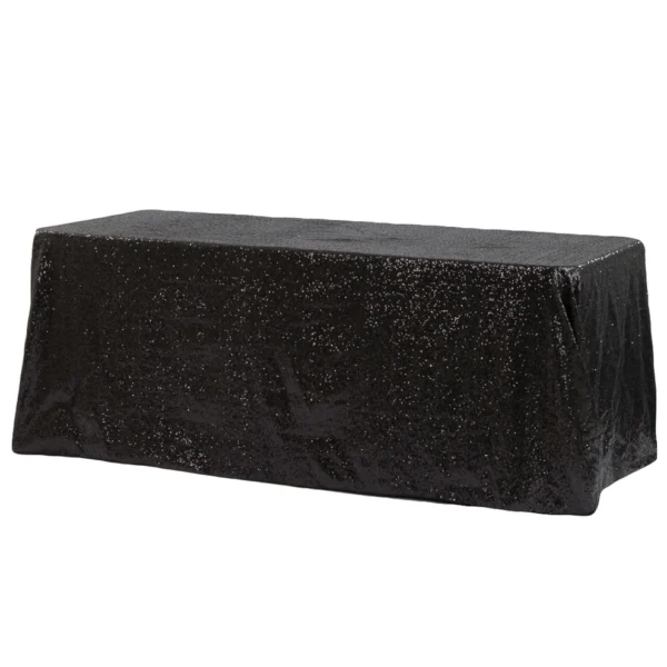 90"x132" Glitz Sequin Rectangular Tablecloth - Black