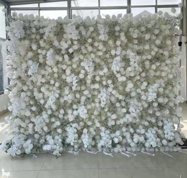 8x8 Baby's breath, orchids and roses flower wall with stand
