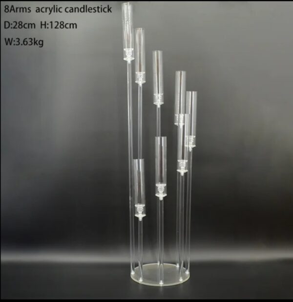8 head aryclic candleabars with LED taper candles