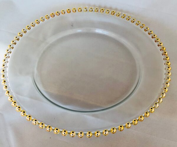 12″ Gold Beaded Acrylic Charger Plates